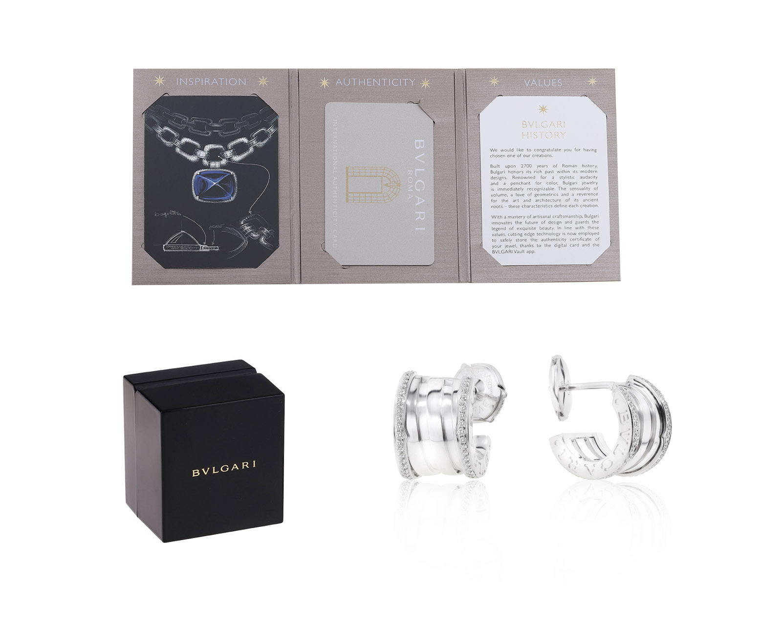Оригинальные золотые серьги с бриллиантами 0.21ct Bvlgari B.Zero1