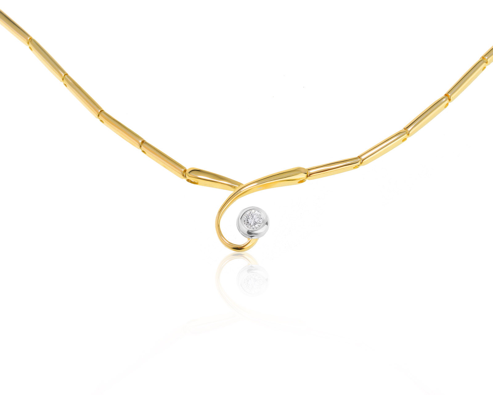 Итальянское золотое колье с бриллиантом 0.16ct 171121/13