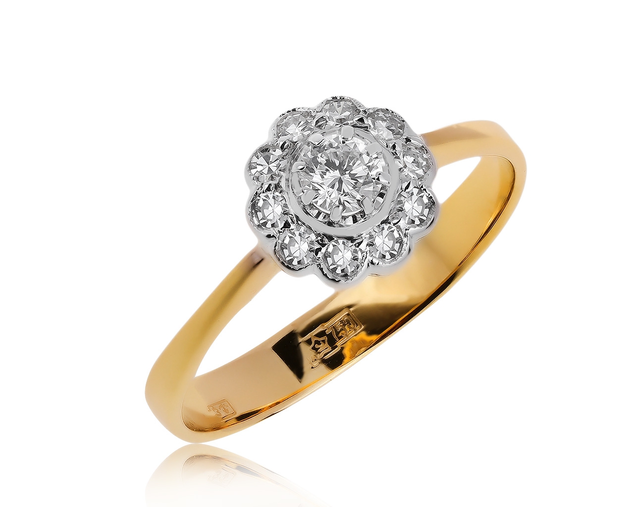 Прелестное золотое кольцо с бриллиантами 0.35ct