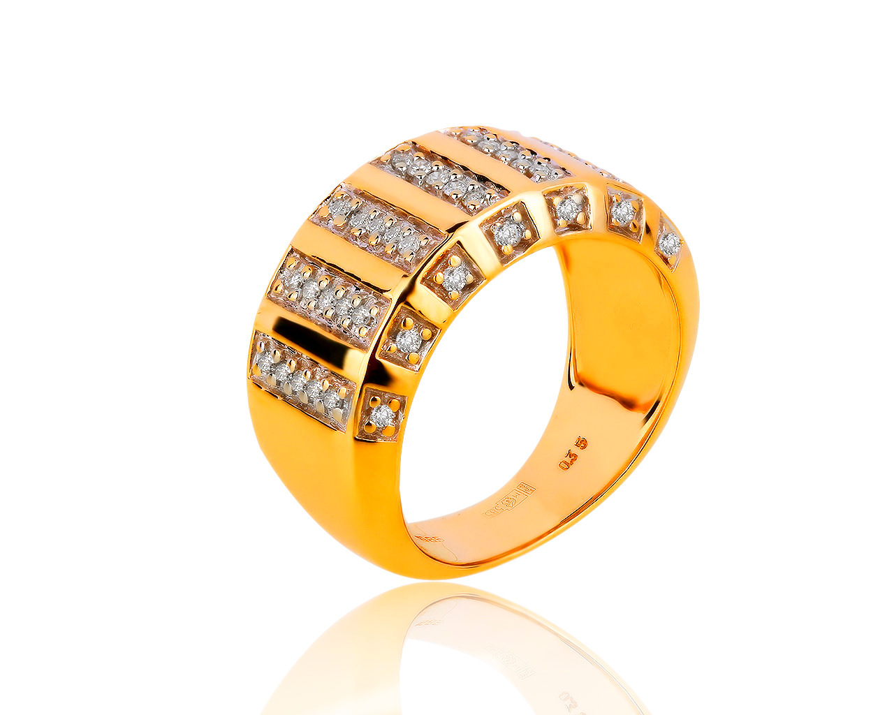 Шикарное золотое кольцо с бриллиантами 0.30ct
