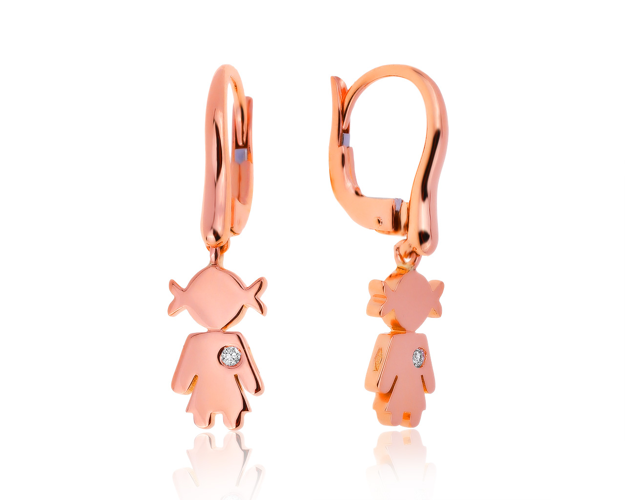 Оригинальные золотые серьги с бриллиантами 0.02ct Crivelli