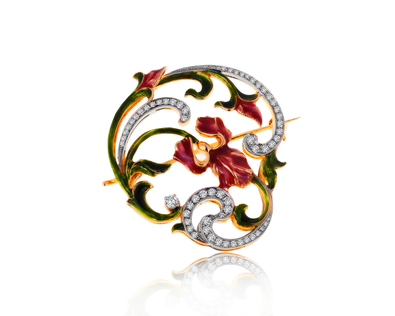 Волшебная золотая брошь с бриллиантами 0.56ct 150320/8