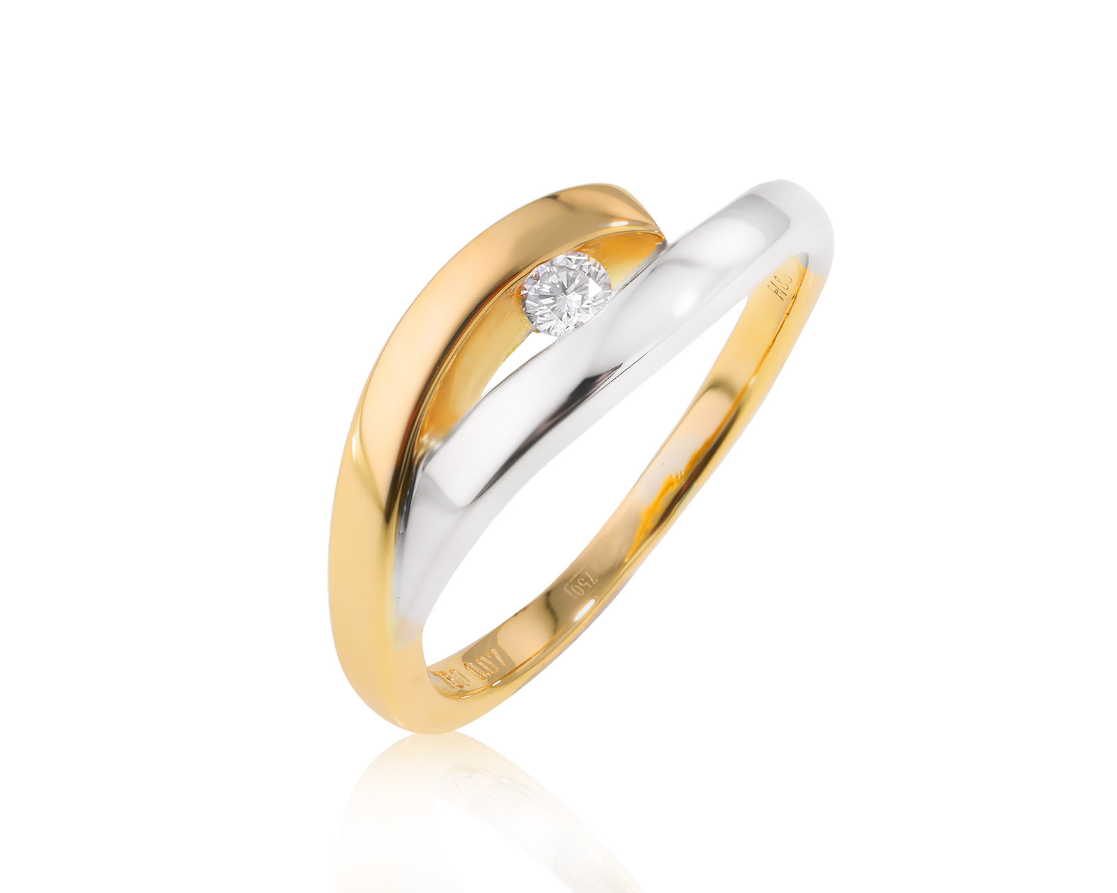 Золотое кольцо с бриллиантом 0.07ct