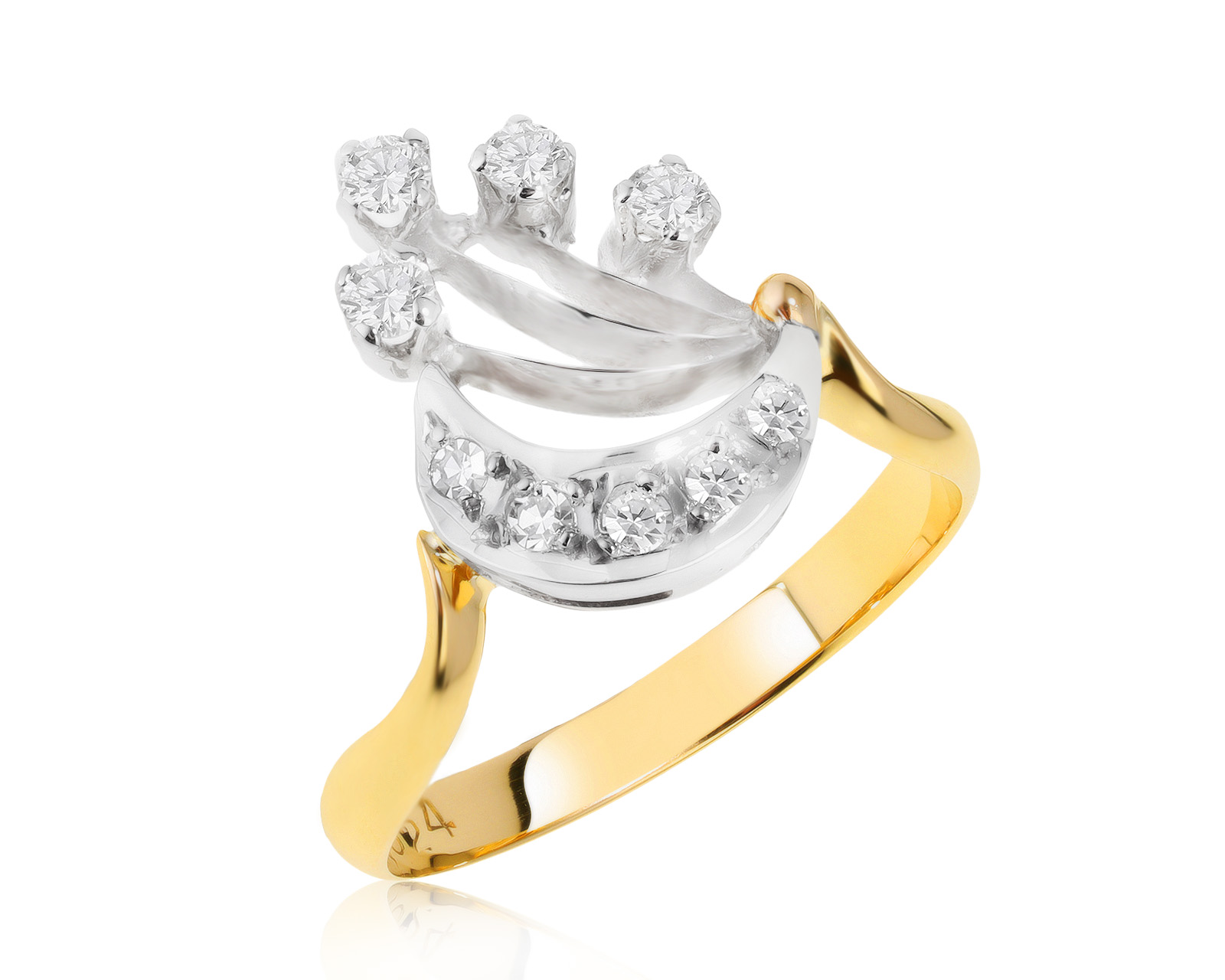 Достойное золотое кольцо с бриллиантами 0.37ct СССР 131221/6