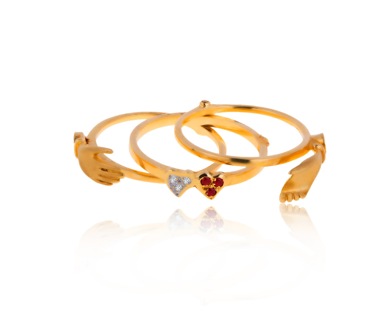 Изящное золотое кольцо с рубинами 0.04ct 181019/11