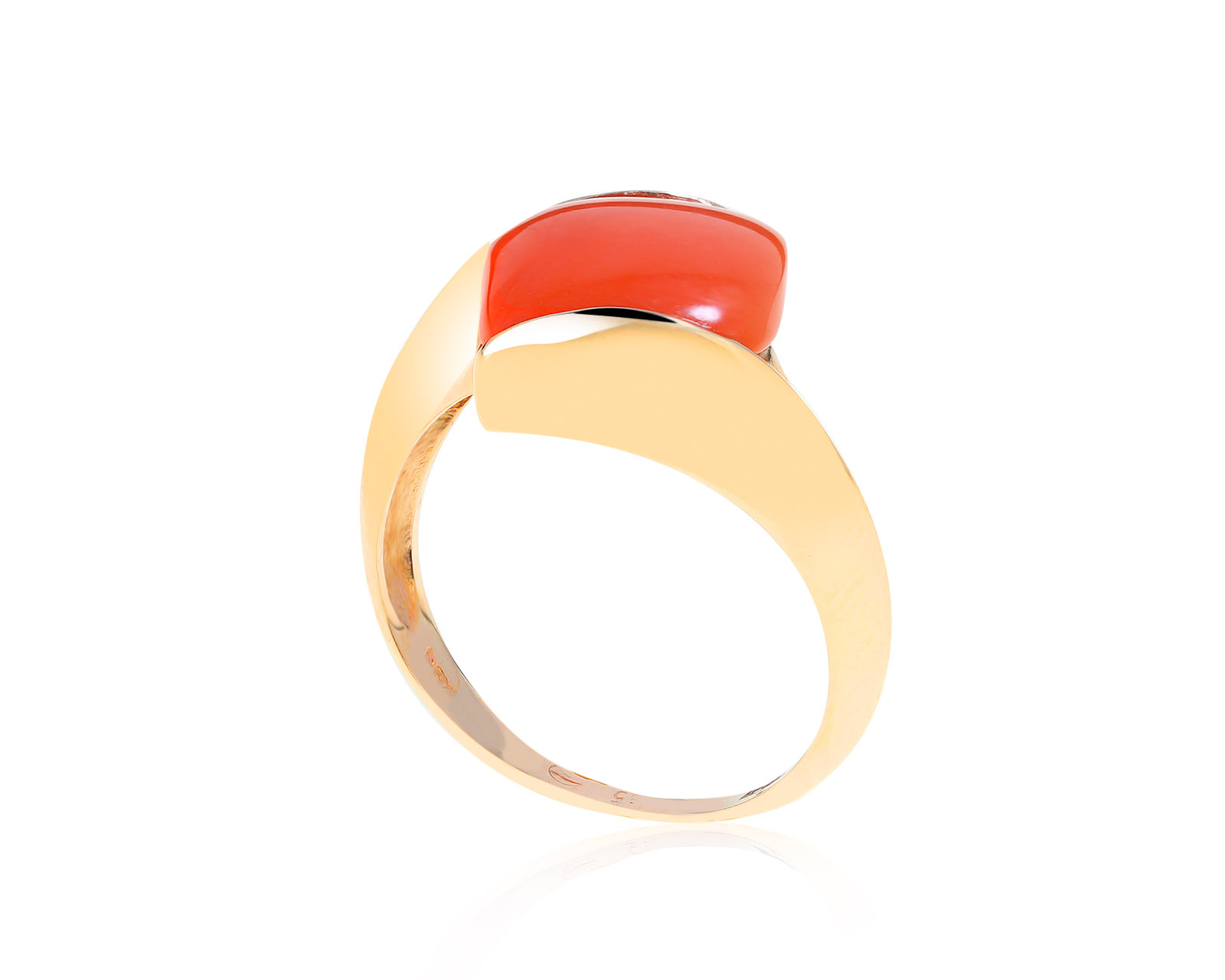 Богатое золотое кольцо с кораллом 3.52ct 271121/2