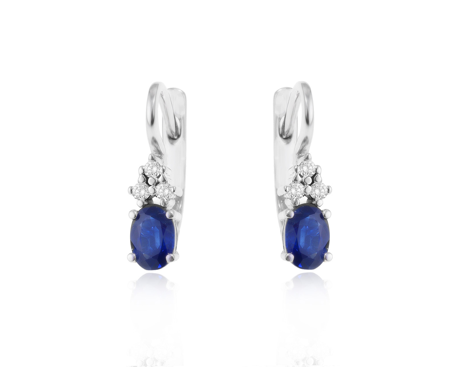 Золотые серьги с сапфирами 1.20ct и бриллиантами 0.09ct 150424/10