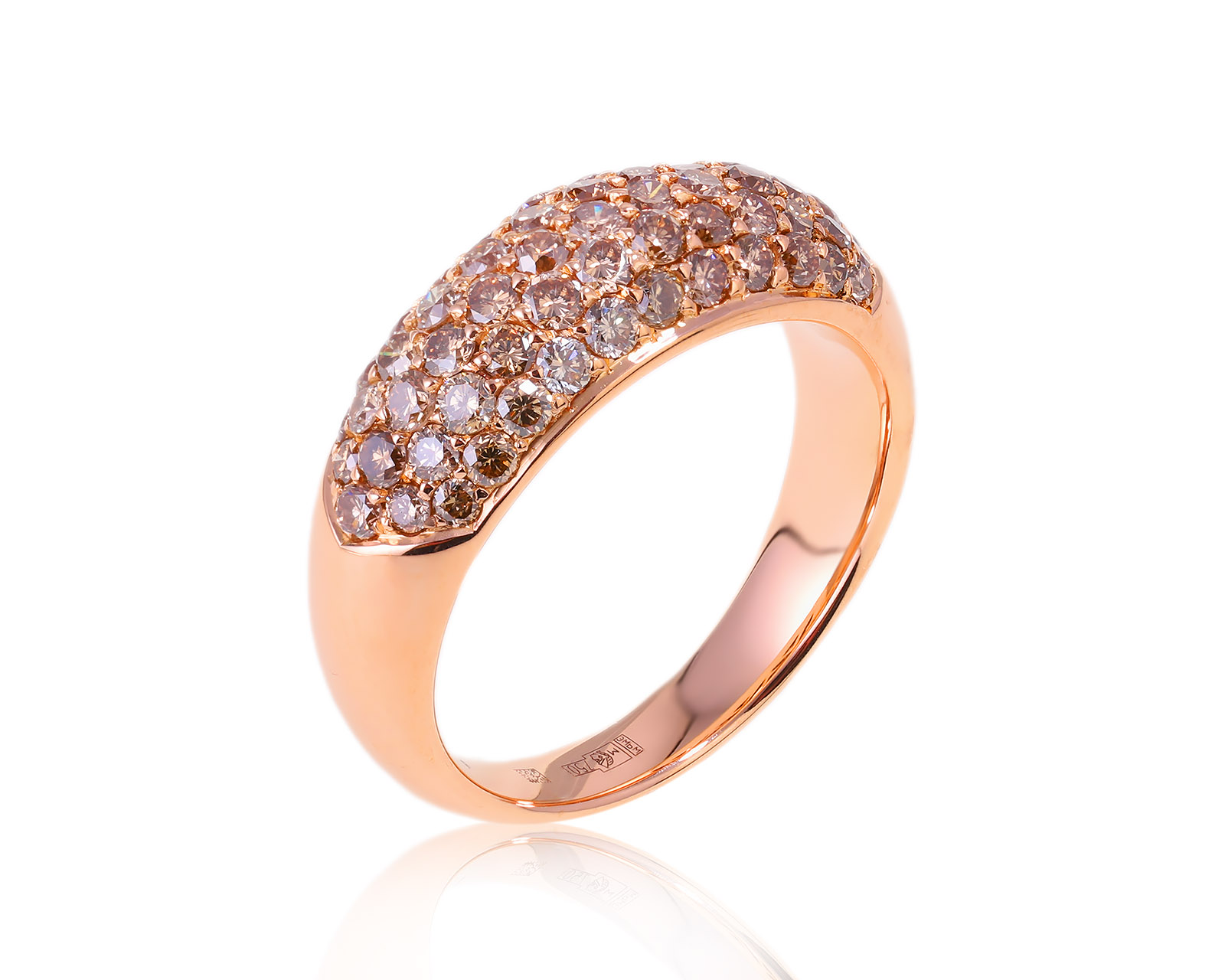 Золотое кольцо с коньячными бриллиантами 1.52ct 281123/6
