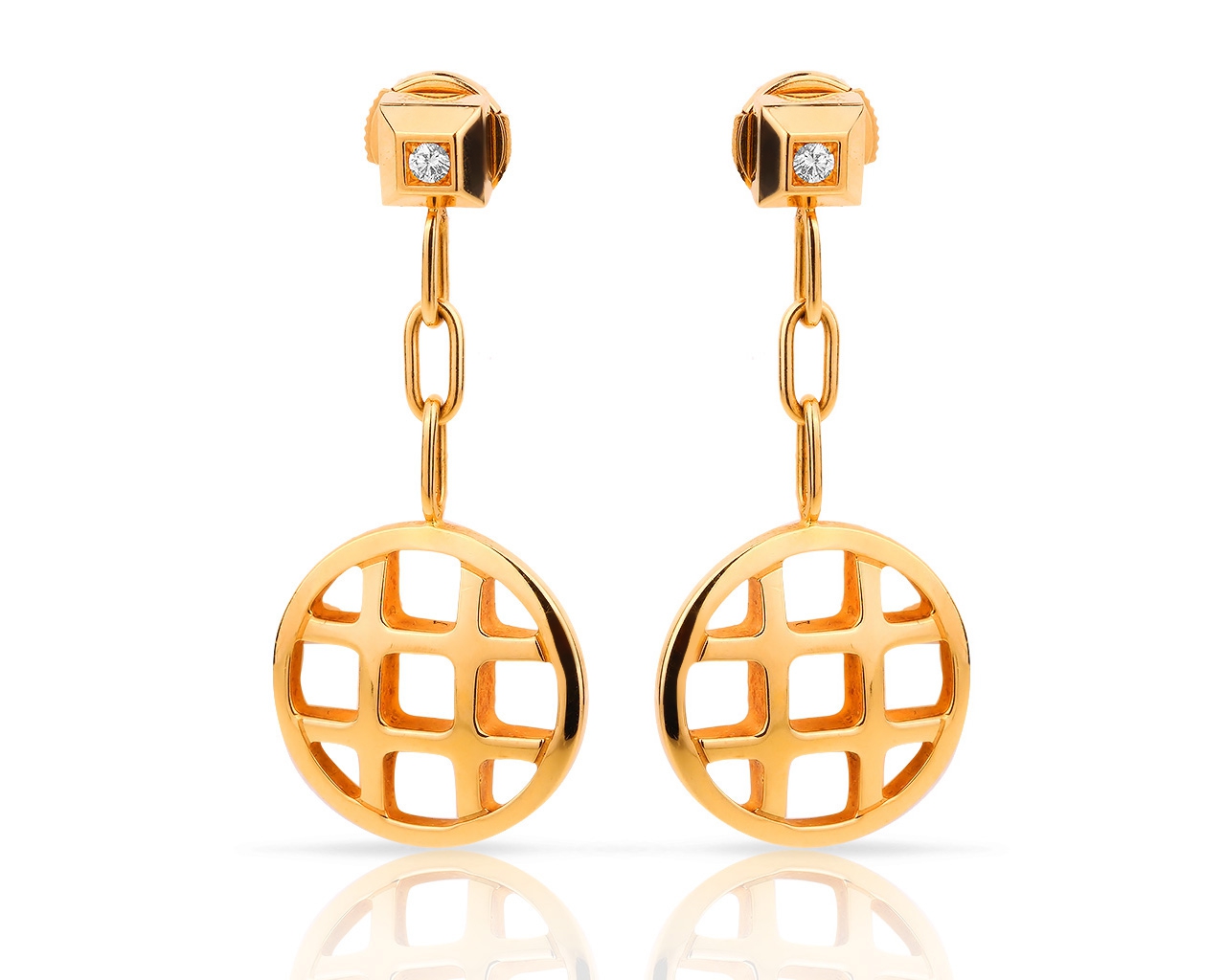 Золотые серьги с бриллиантами 0.06ct Cartier Pasha 040618/5