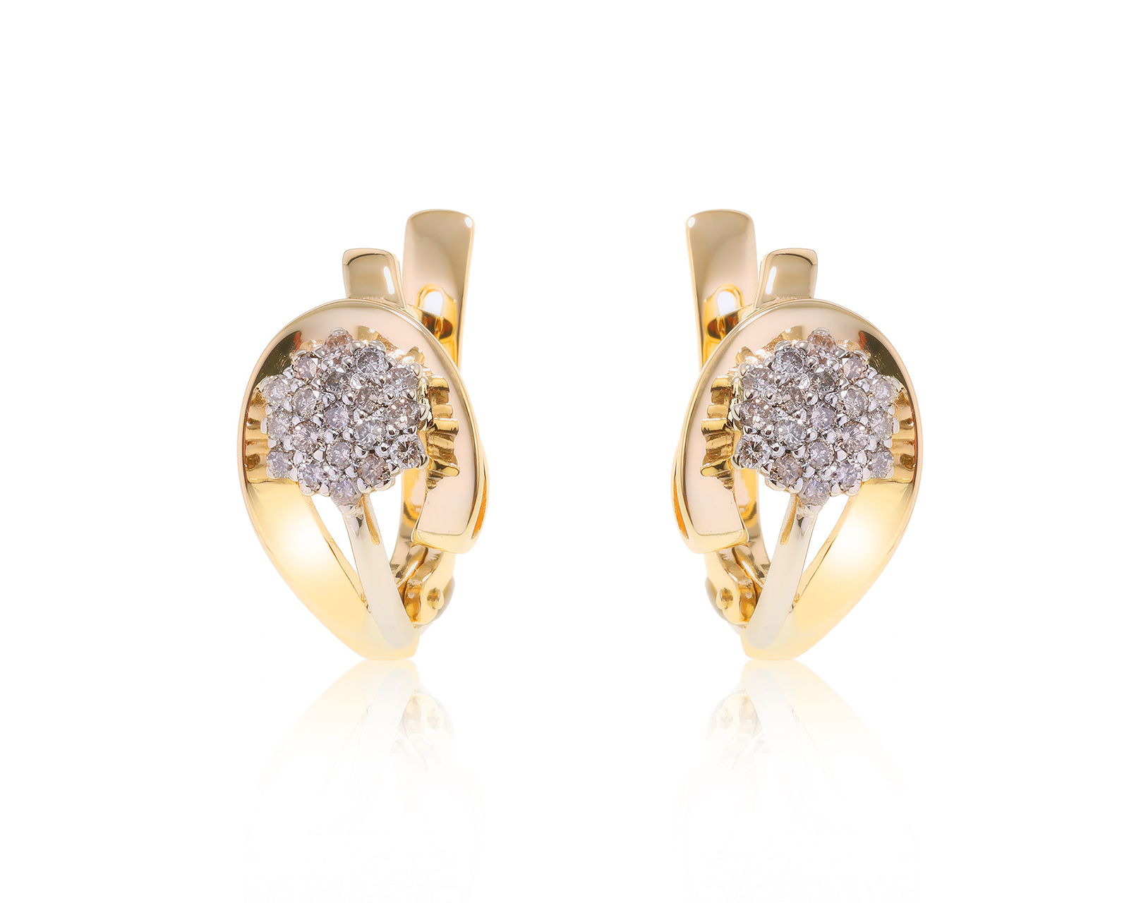 Женственные золотые серьги с бриллиантами 0.57ct