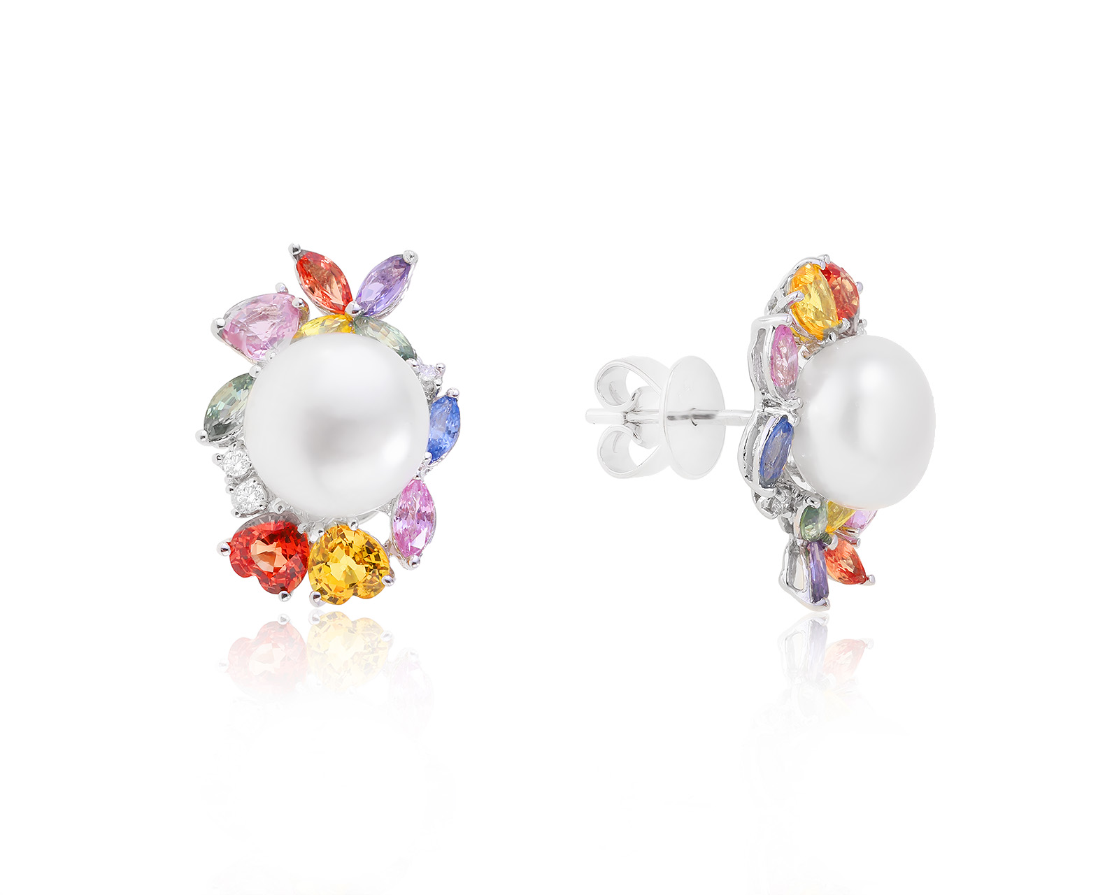 Коктейльные золотые серьги с жемчугом 8.80 мм 141222/11