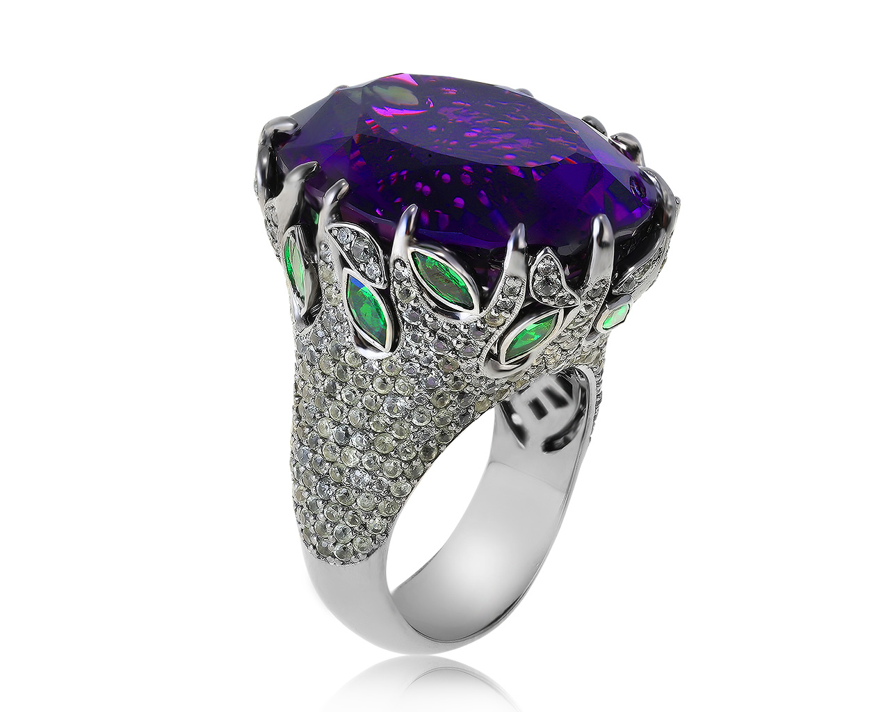 Королевское золотое кольцо с аметистом 27.12ct – купить по цене 353 500 ₽ с доставкой в интернет-магазине Mister Diamond