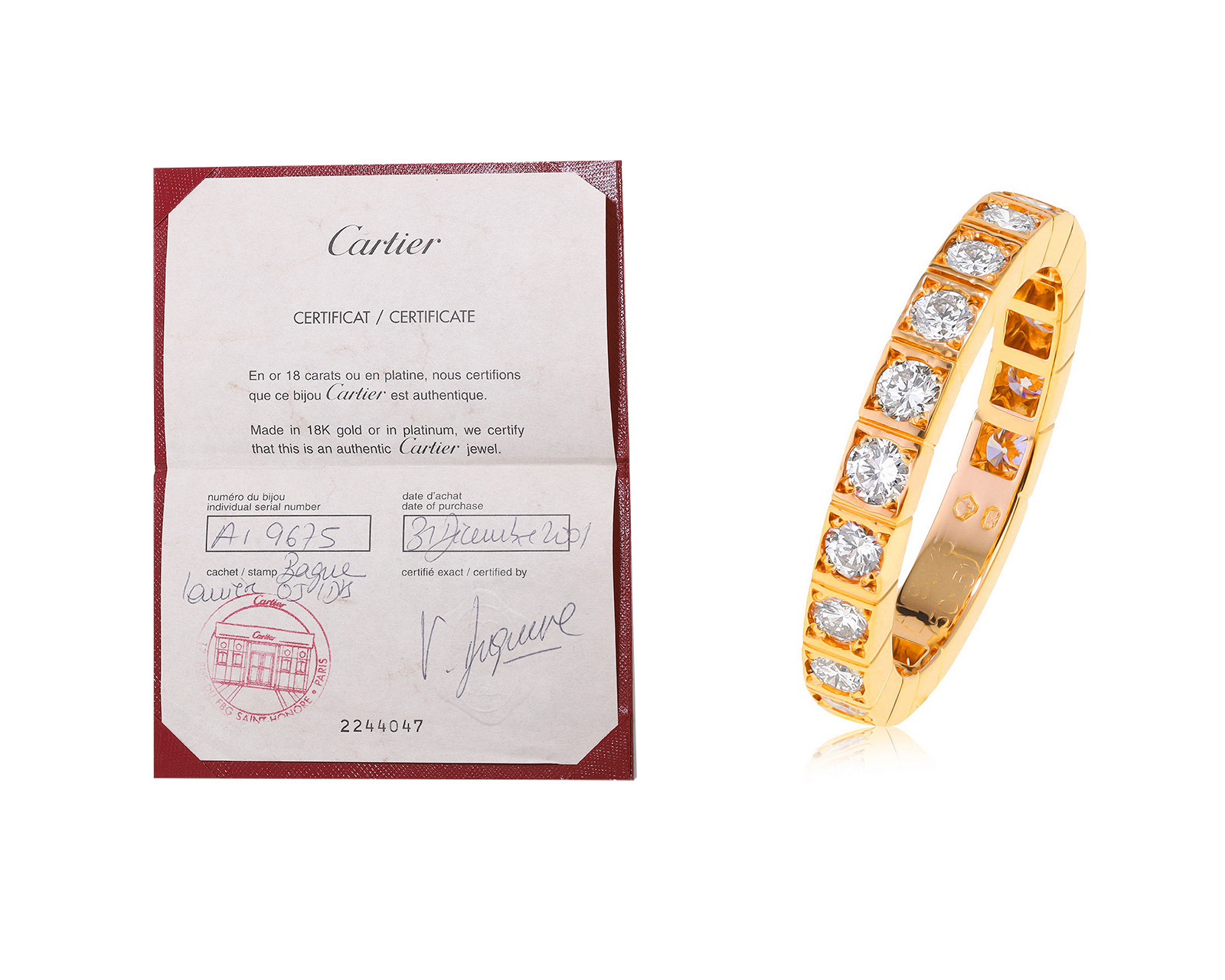 Оригинальное золотое кольцо Cartier Laniers