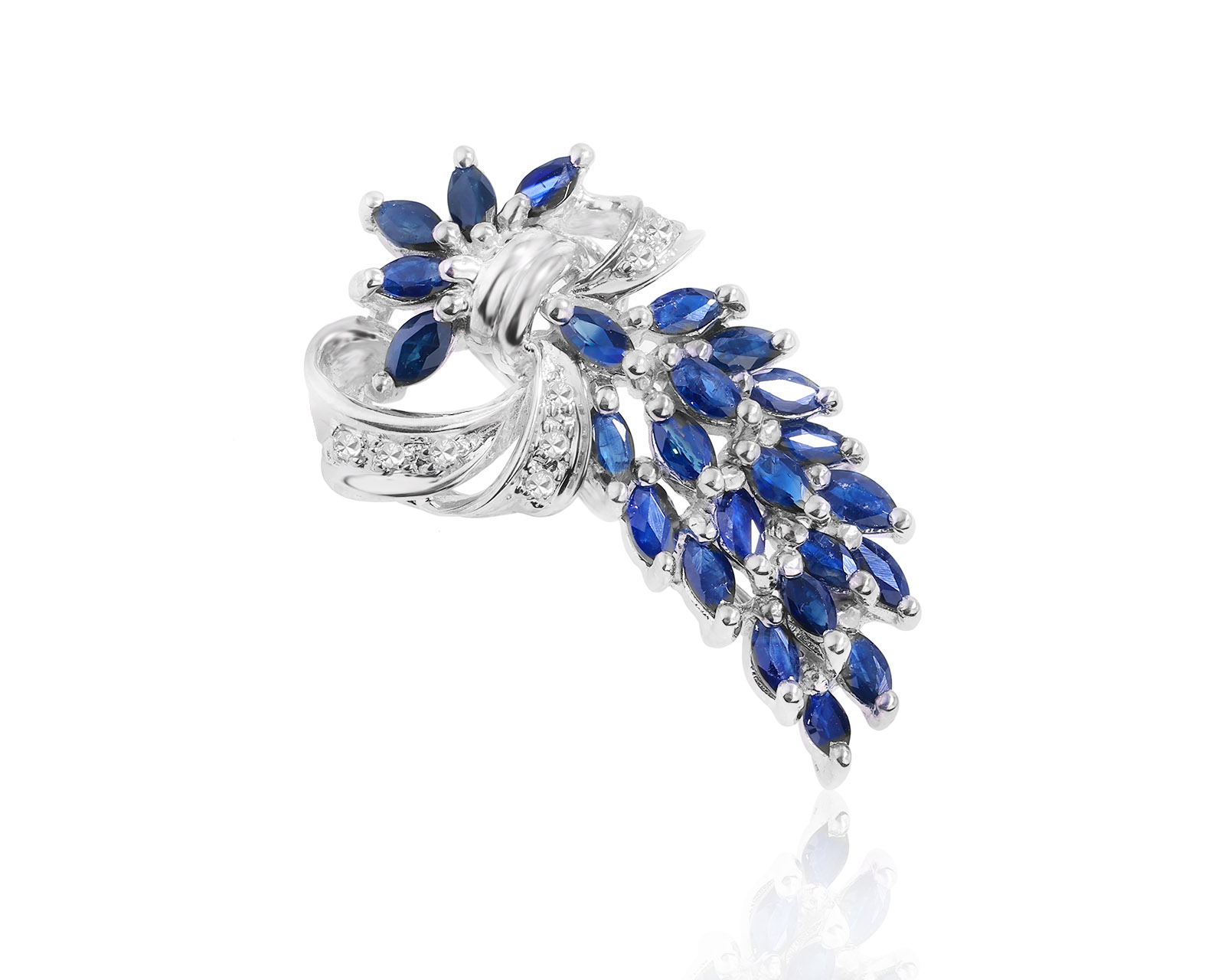 Золотая брошь с сапфирами 2.40ct и бриллиантами 0.08ct 171124/2