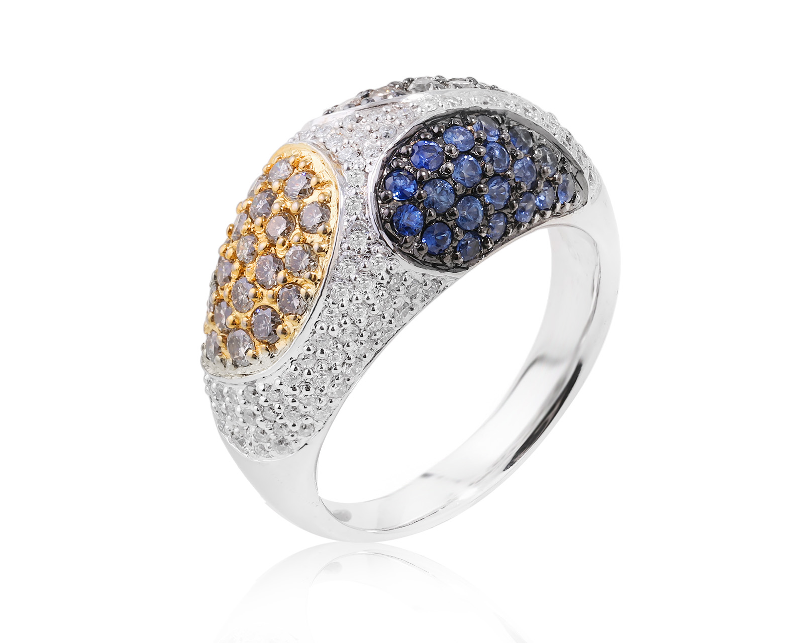 Золотое кольцо с сапфирами 0.38ct и бриллиантами 1.08ct 060224/2