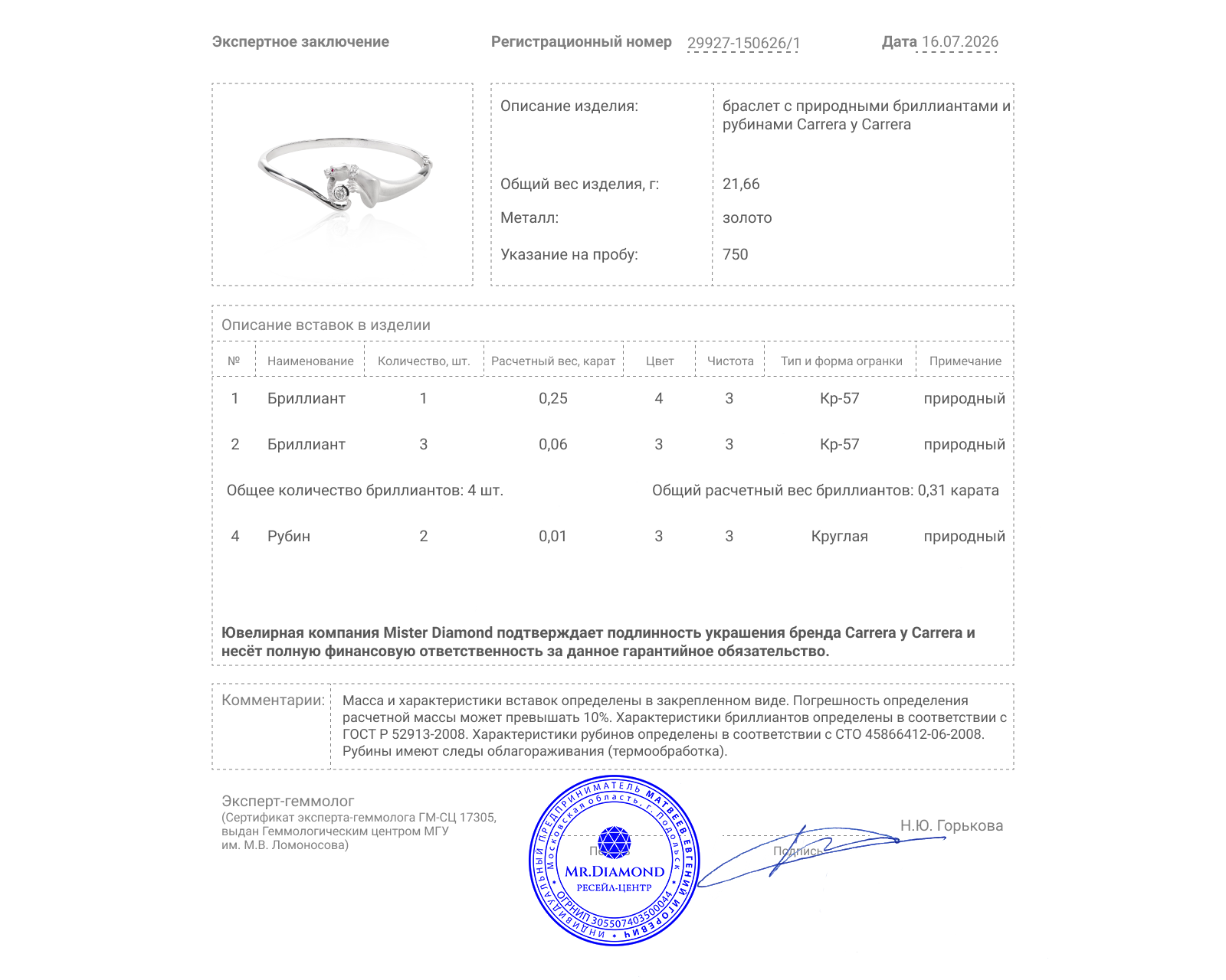Оригинальный золотой браслет с бриллиантами 0.31ct Carrera y Carrera Panther