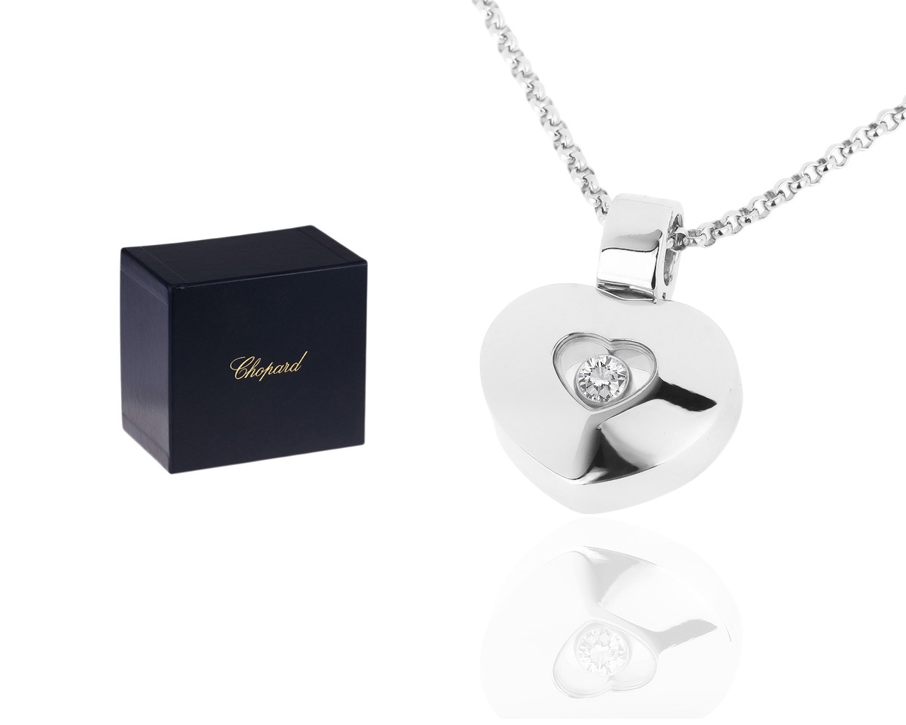 Золотая подвеска с бриллиантом 0.10ct Chopard Happy Diamonds