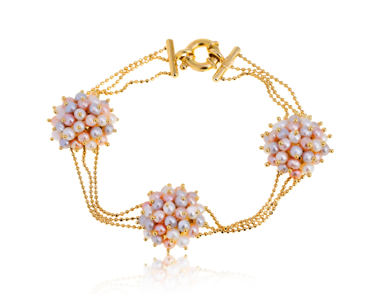 Итальянский золотой браслет с жемчугом 3 мм