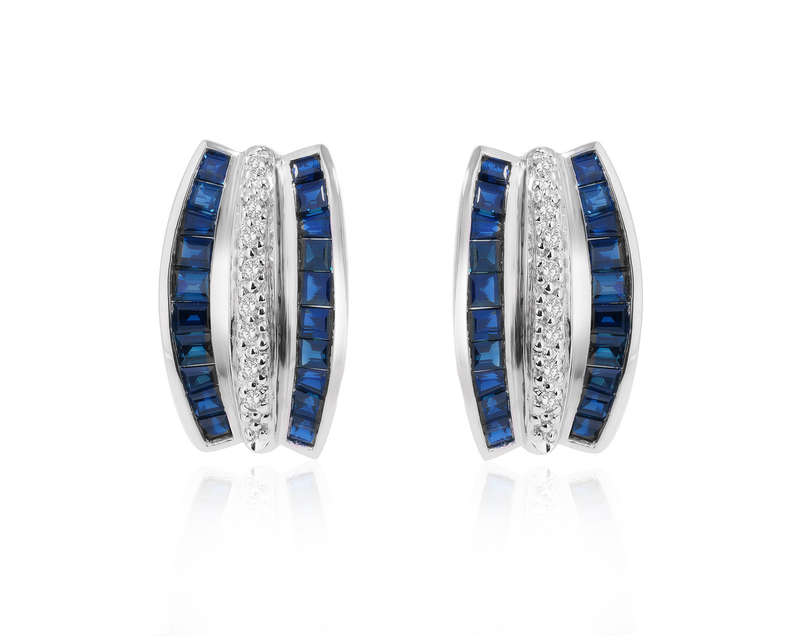 Золотые серьги с сапфирами 3.20ct и бриллиантами 0.12ct 151224/7