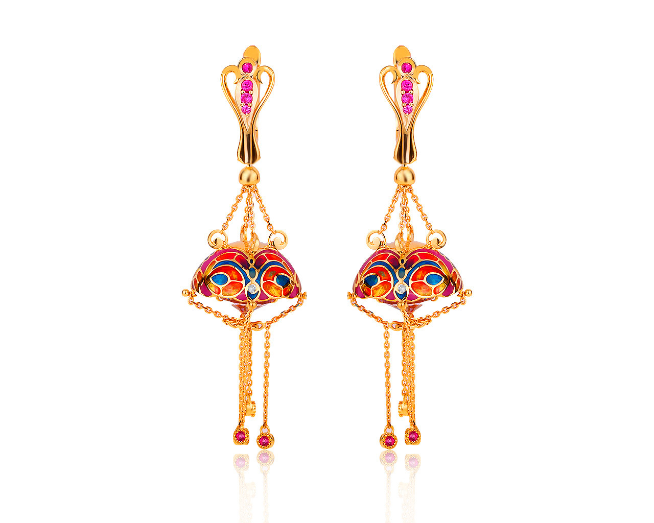 Царские золотые серьги с бриллиантами 0.04ct 020919/5