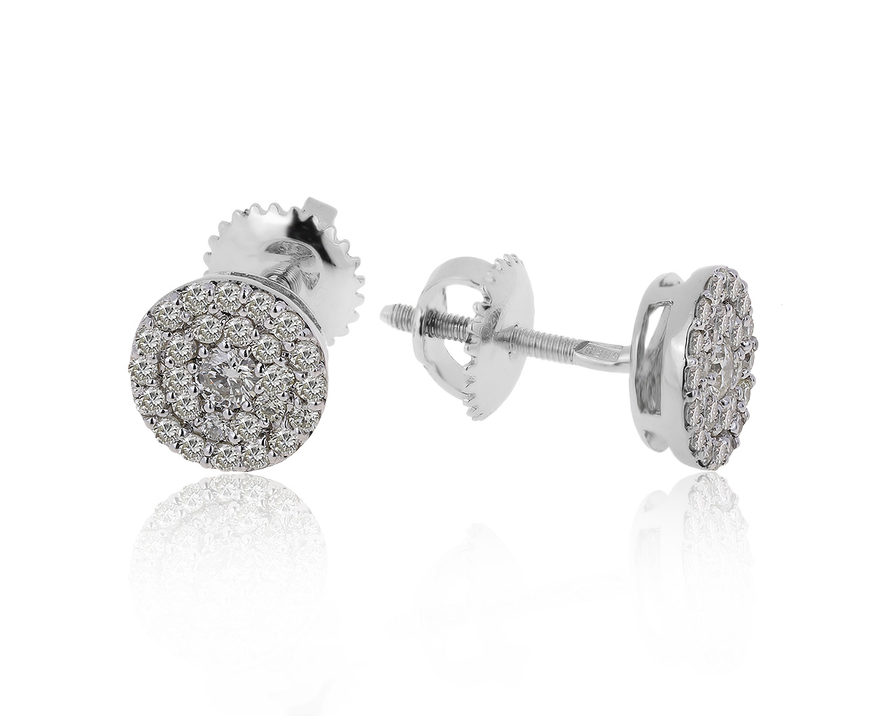 Прекрасные золотые серьги с бриллиантами 0.52ct