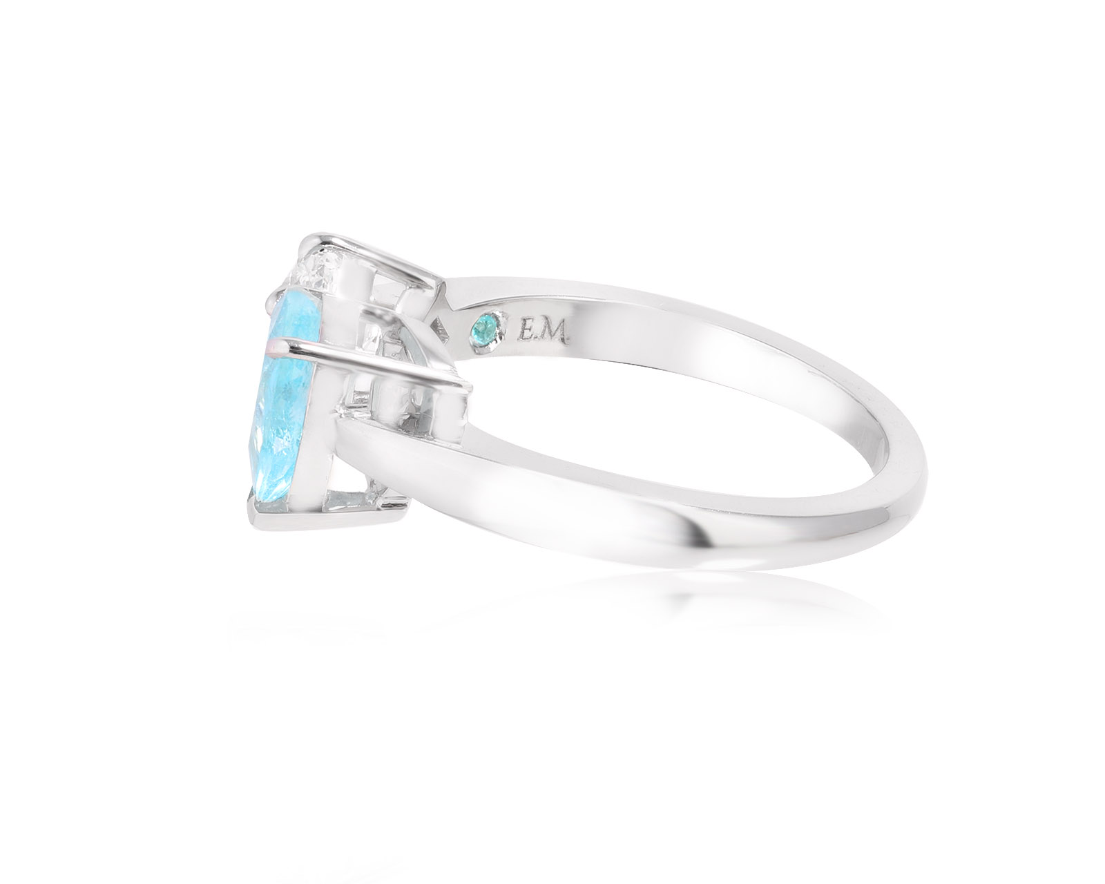 Золотое кольцо с бриллиантами и турмалином параиба 1.09ct Evgeny Matveev