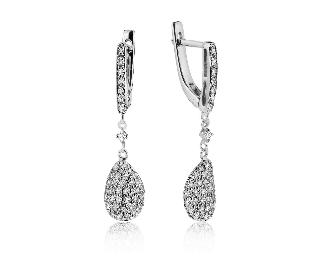 Праздничные золотые серьги с бриллиантами 0.77ct