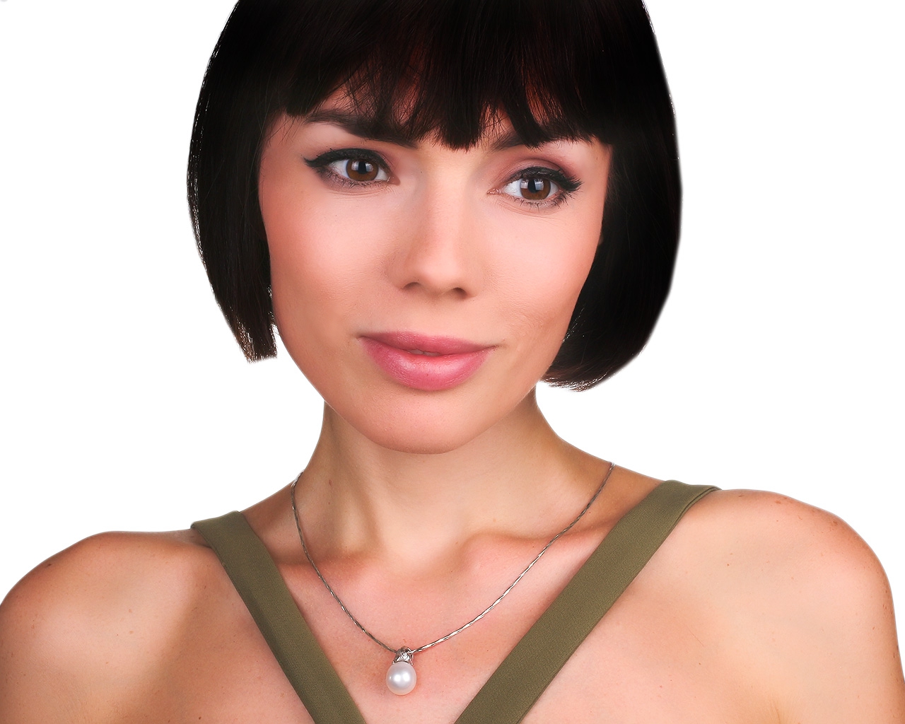 Романтичный золотой кулон с жемчугом и бриллиантами 0.30ct