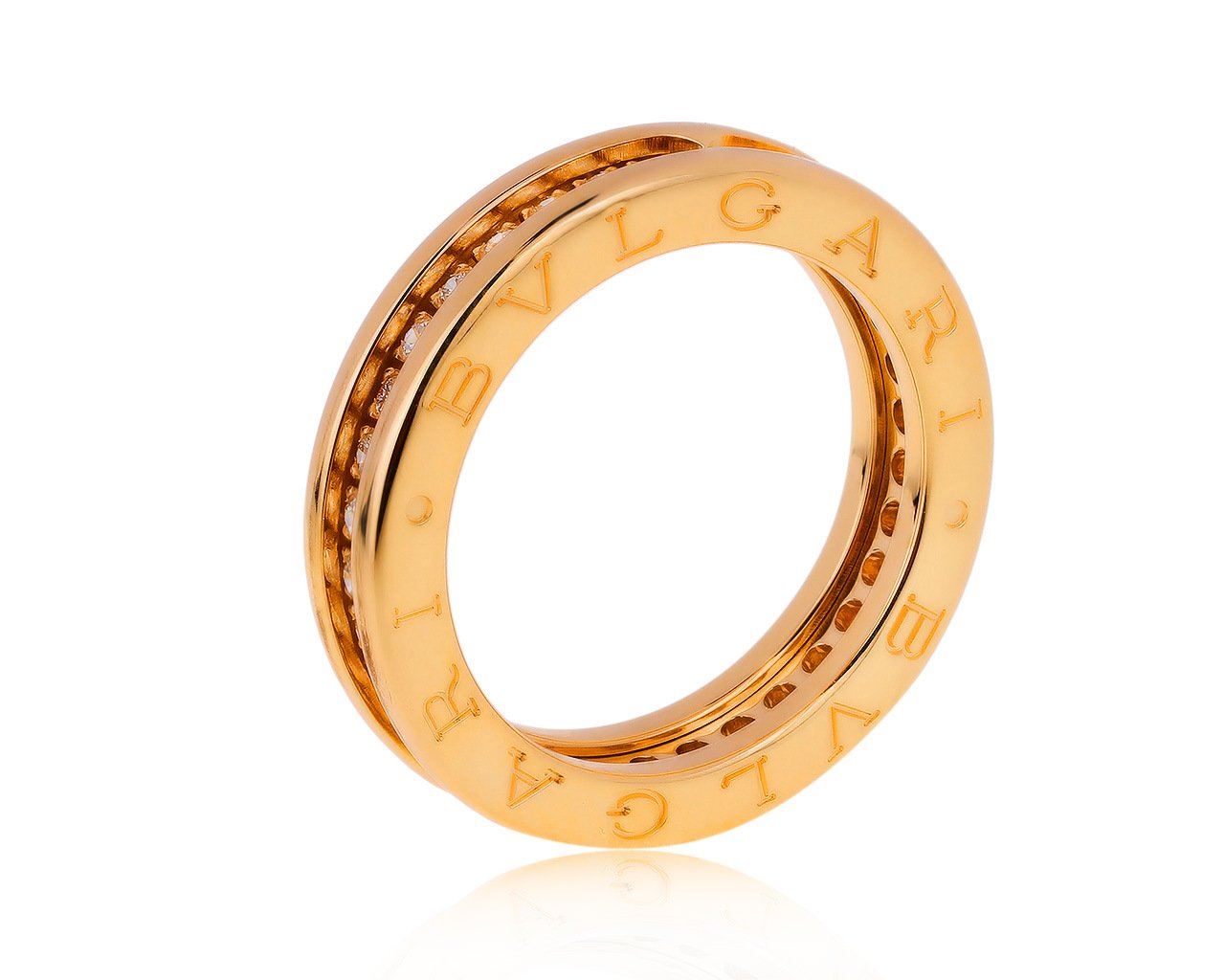 Оригинальное золотое кольцо с бриллиантами 0.48ct Bvlgari B.Zero 1