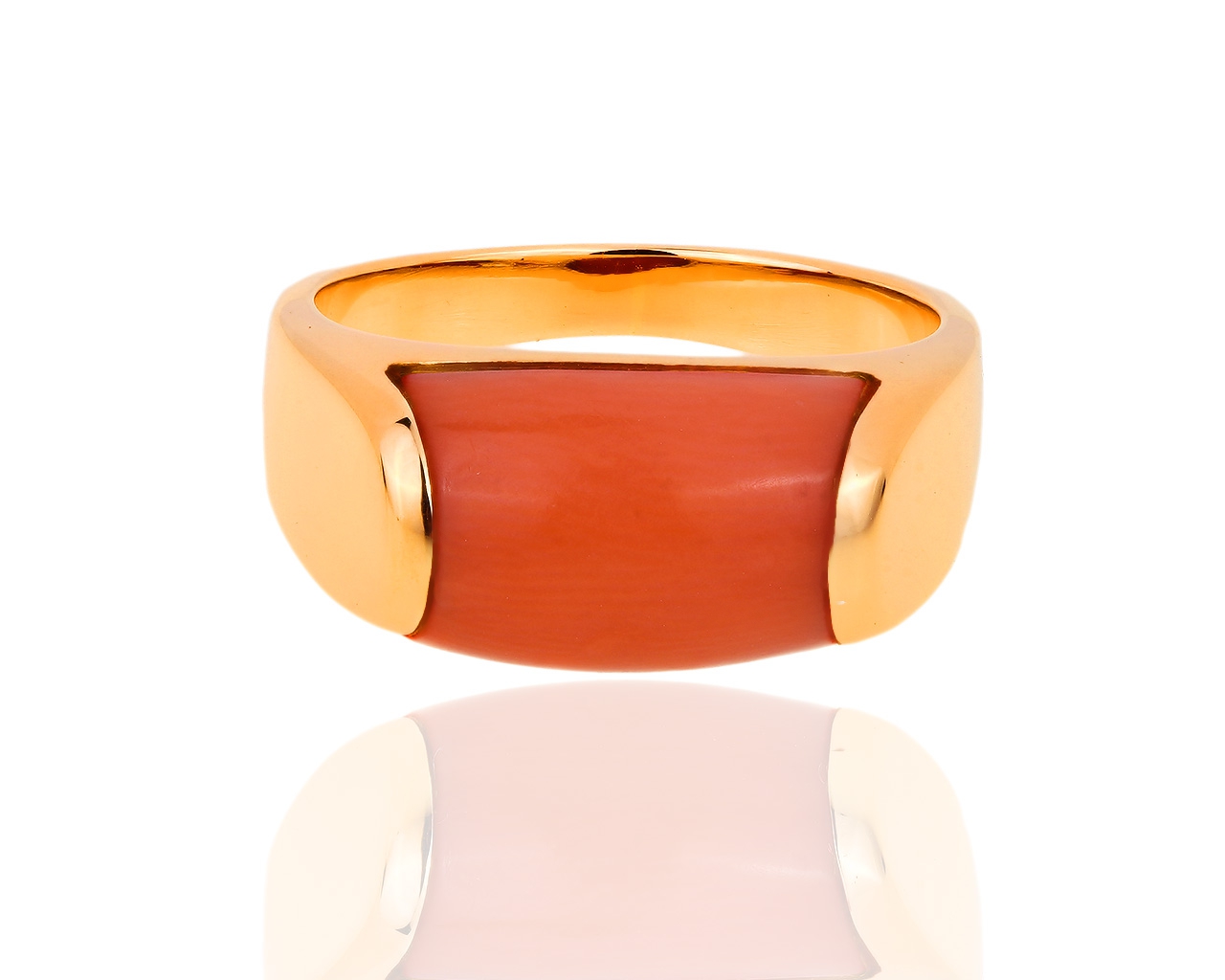 Превосходное золотое кольцо с кораллом Bvlgari Tronchetto 171118/4