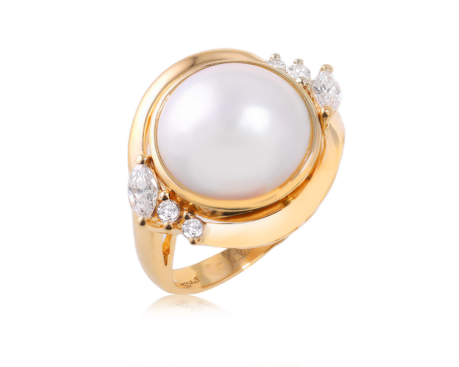 Оригинальное золотое кольцо с жемчугом 12.70 мм H.Stern