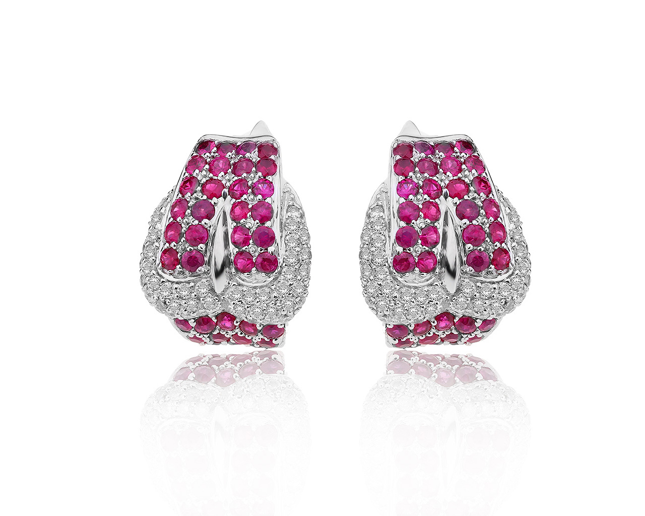 Женственные золотые серьги с рубинами 2.30ct 210320/5 Женственные золотые серьги с рубинами 2.30ct 210320/5