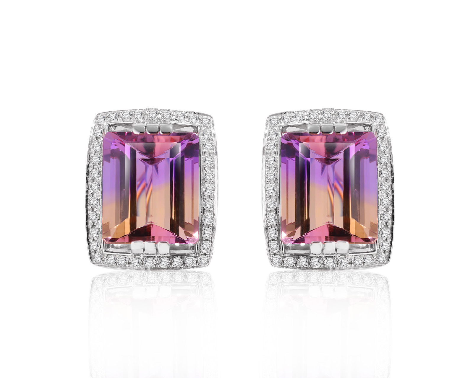 Оригинальные золотые серьги с аметринами 19.26ct Maxim Demidov 280125/КМ152