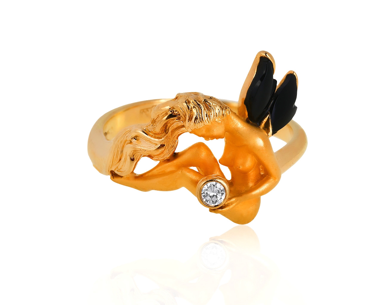 Золотое кольцо с бриллиантом и ониксом Carrera y Carrera 091118/10