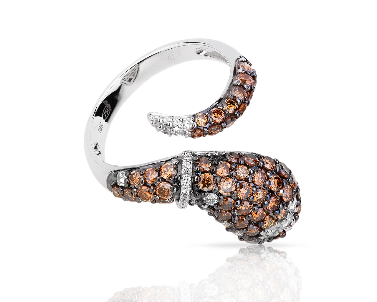 Интересное золотое кольцо с бриллиантами 1.37ct