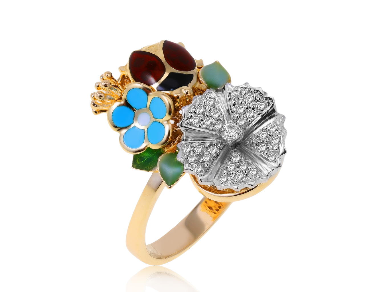 Оригинальное золотое кольцо с бриллиантами 0.17ct Roberto Bravo