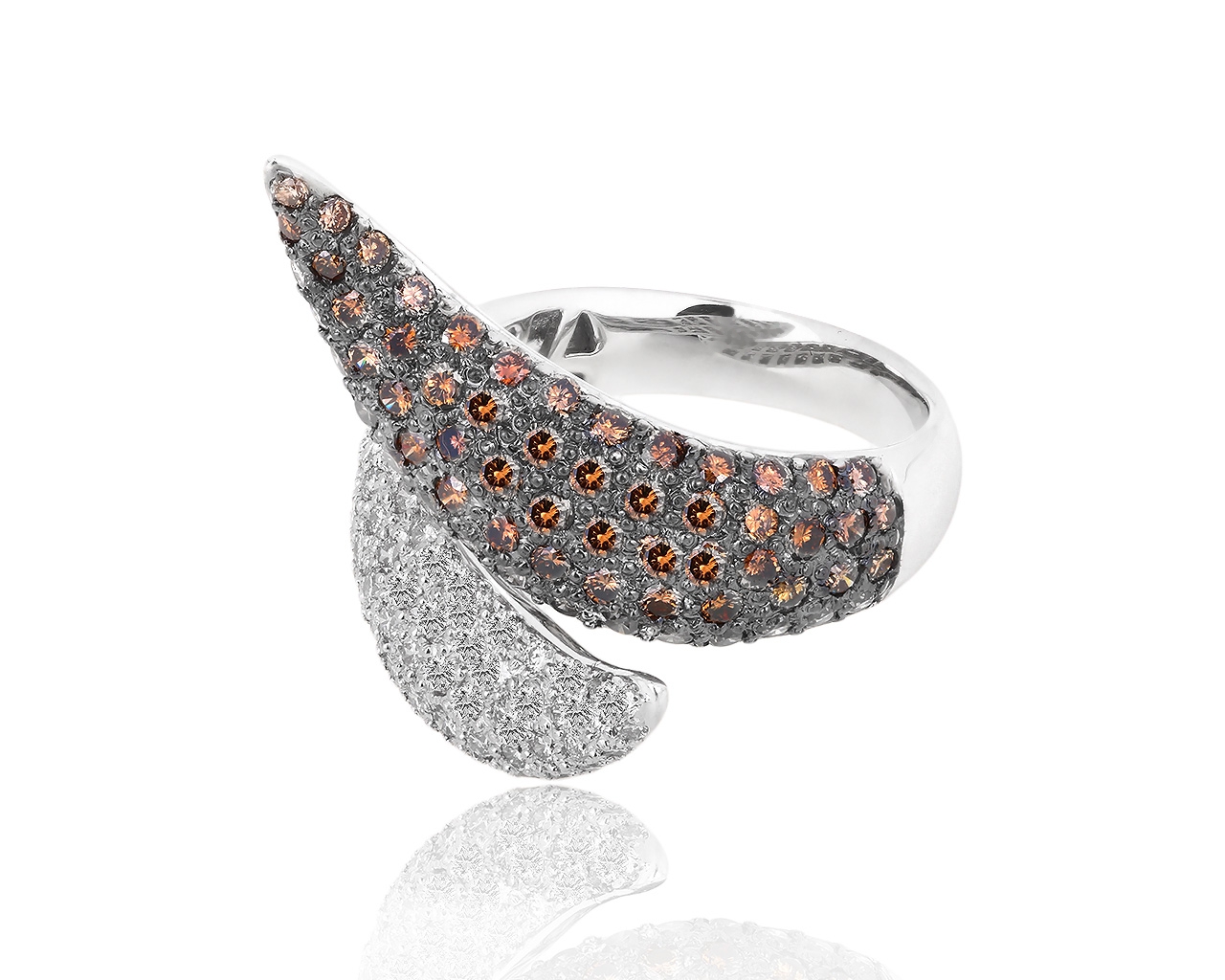 Золотое кольцо с коньячными и белыми бриллиантами 2.13ct 171218/4