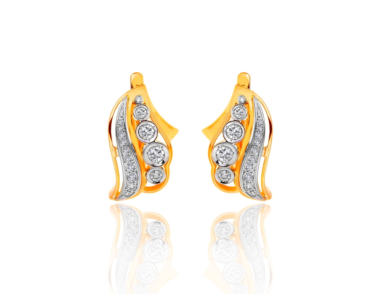 Идеальные золотые серьги с бриллиантами 0.74ct 230719/3