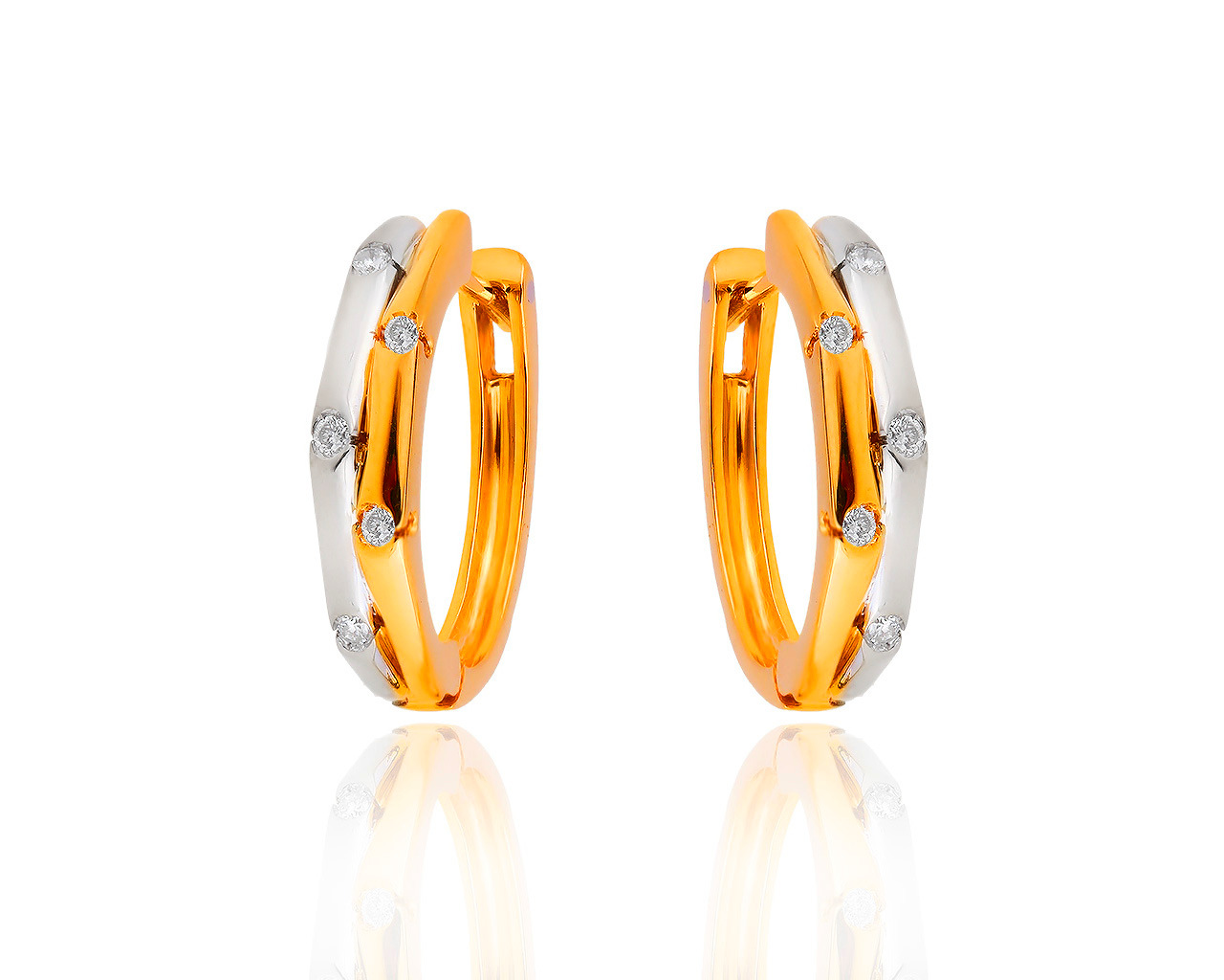 Стильные золотые серьги с бриллиантами 0.15ct 250419/23
