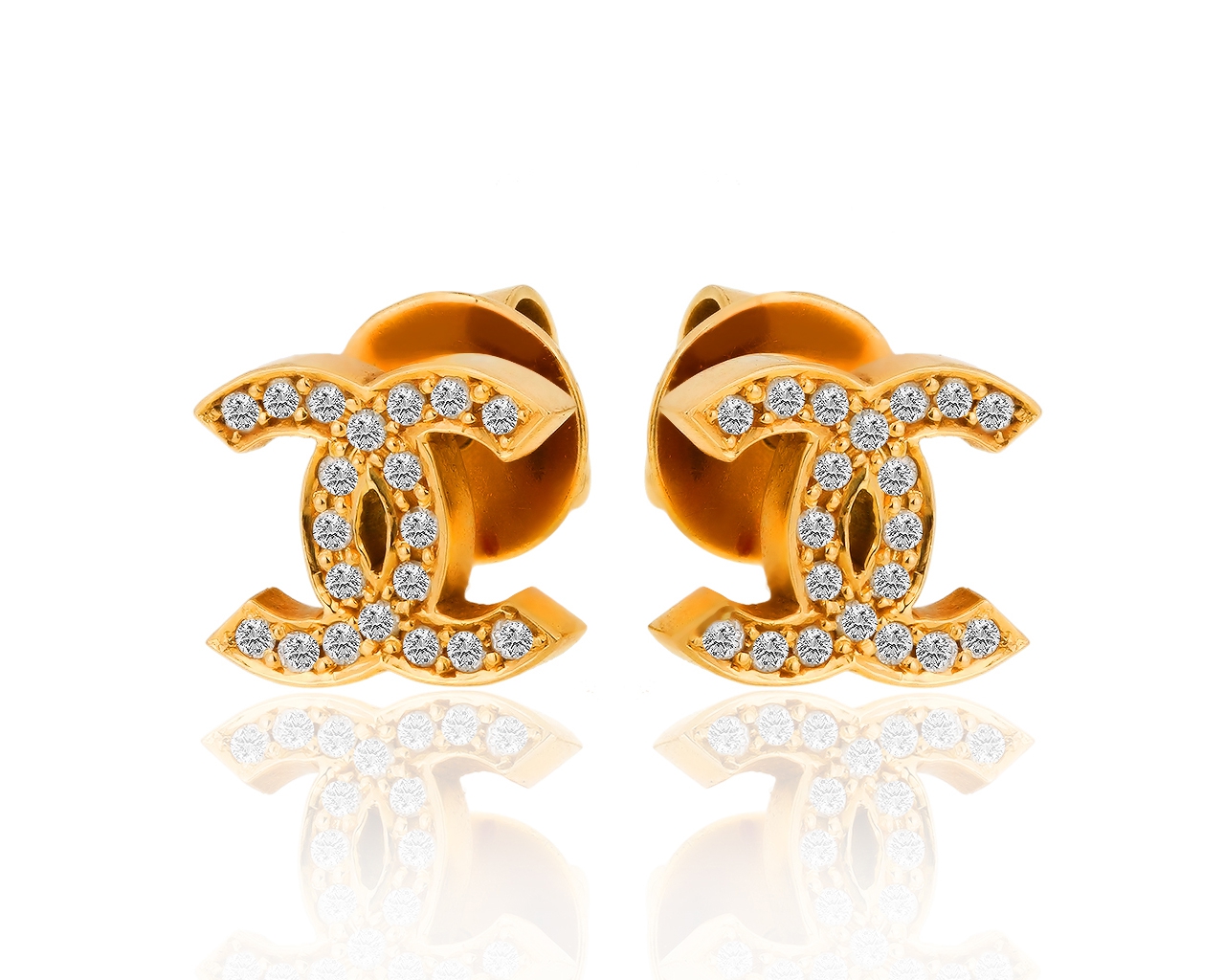 Изысканные золотые серьги с бриллиантами 0.32ct 191218/10