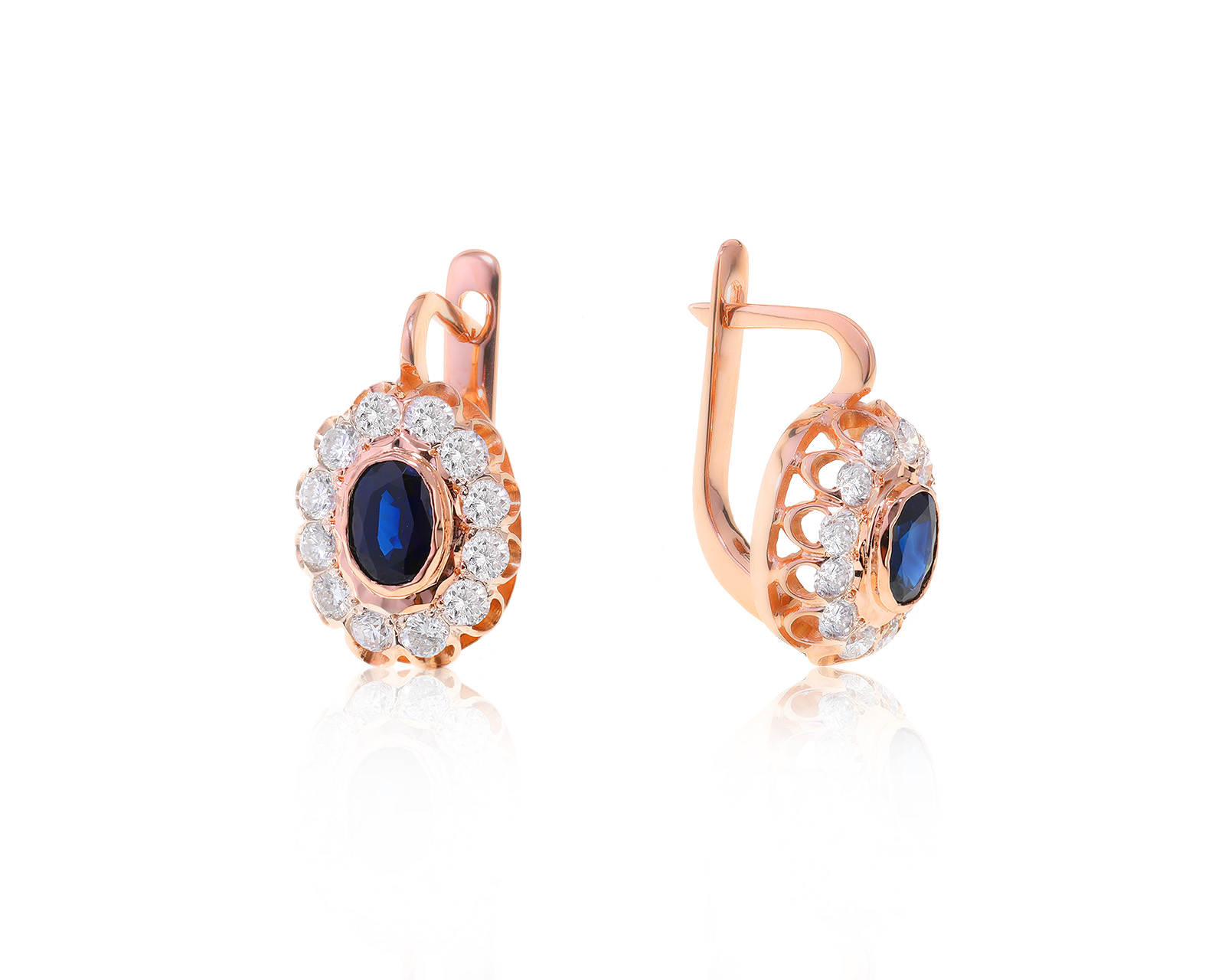 Богатые золотые серьги с сапфирами 1.22ct 090223/4