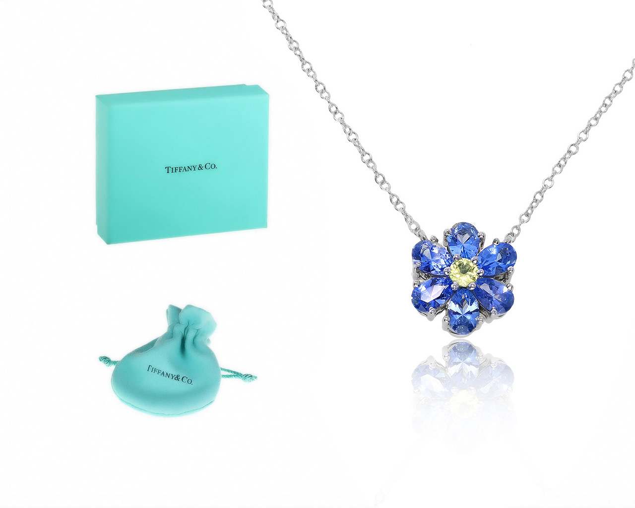 Оригинальный платиновый кулон с сапфирами 1.05ct Tiffany&Co