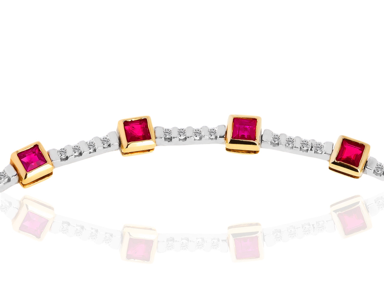 Золотой браслет с бриллиантами 0.50ct и рубинами 2.10ct