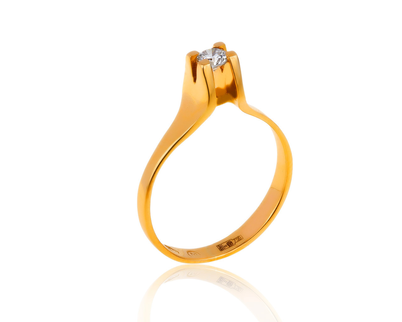 Изящное золотое кольцо с бриллиантом 0.14ct