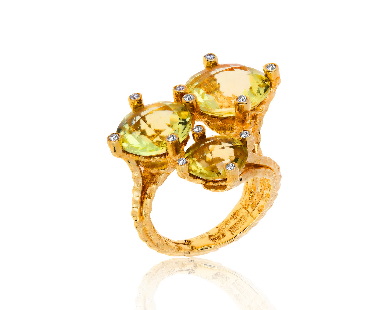 Оригинальное золотое кольцо с цитринами 14.81ct Сosmo Chaos 191019/4