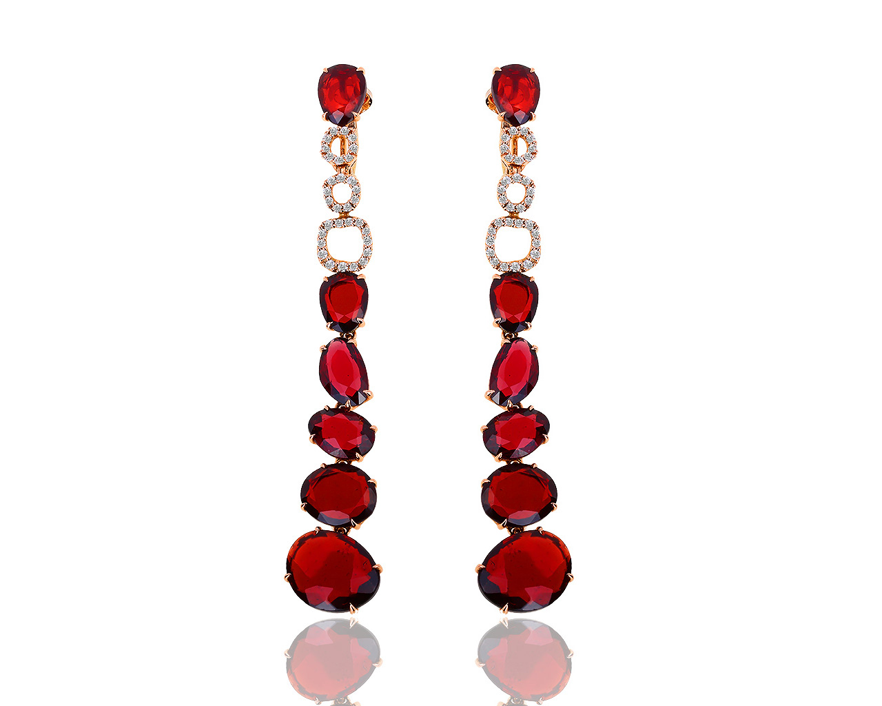 Золотые серьги с бриллиантами и родолитами Giovanni Ferraris 241118/4