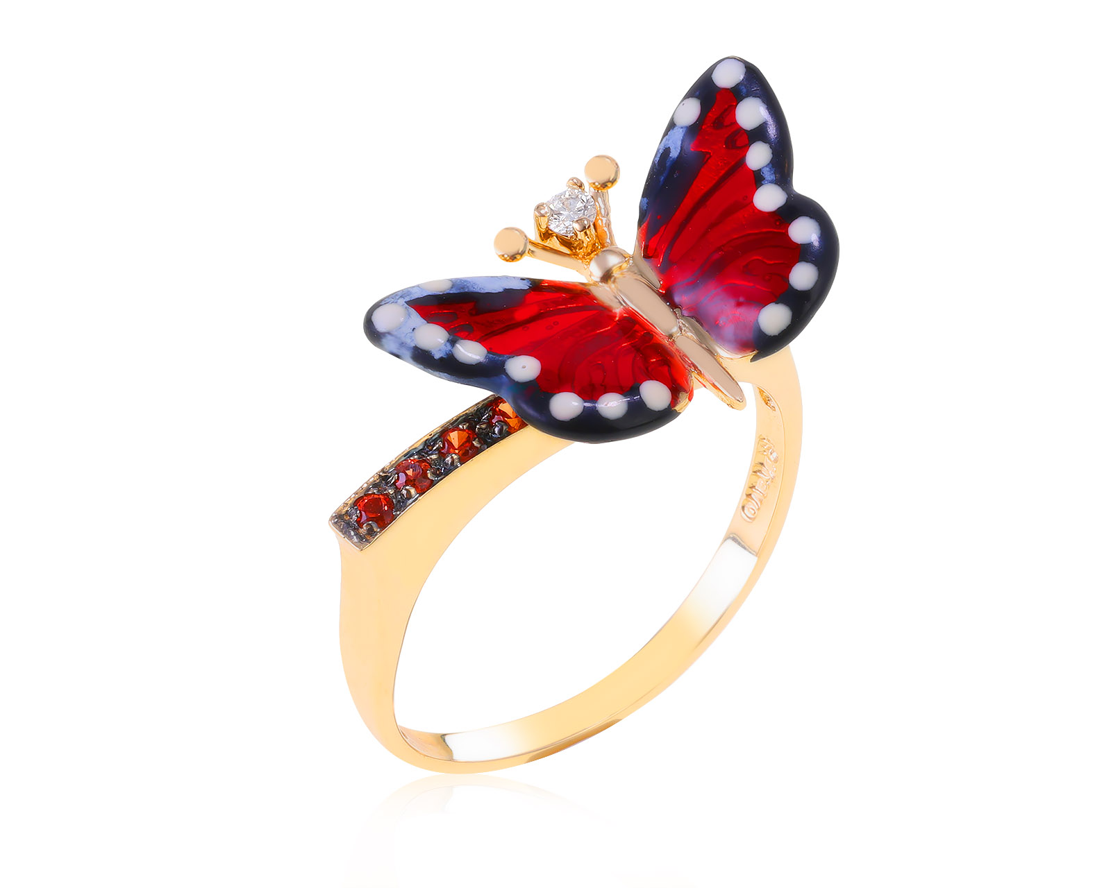 Оригинальное золотое кольцо Roberto Bravo Monarch Butterfly 140422/3