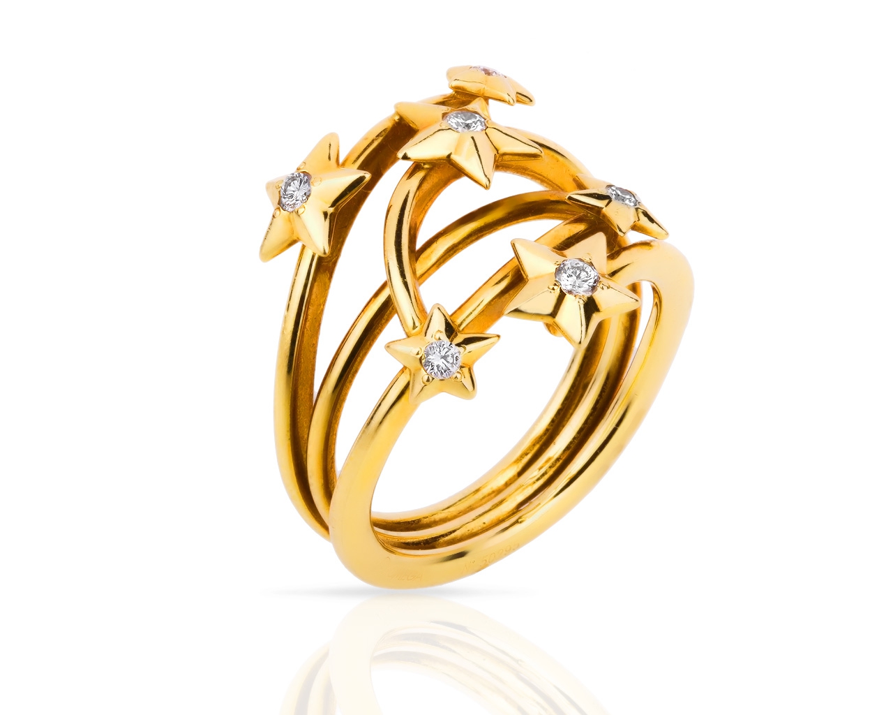 Красивое золотое кольцо с бриллиантами 0.16ct Omega