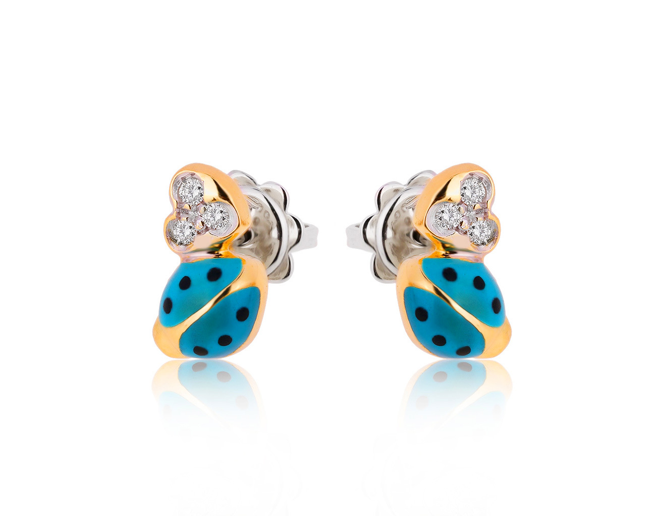 Оригинальные золотые серьги с бриллиантами 0.04ct Aaron Basha 310820/4