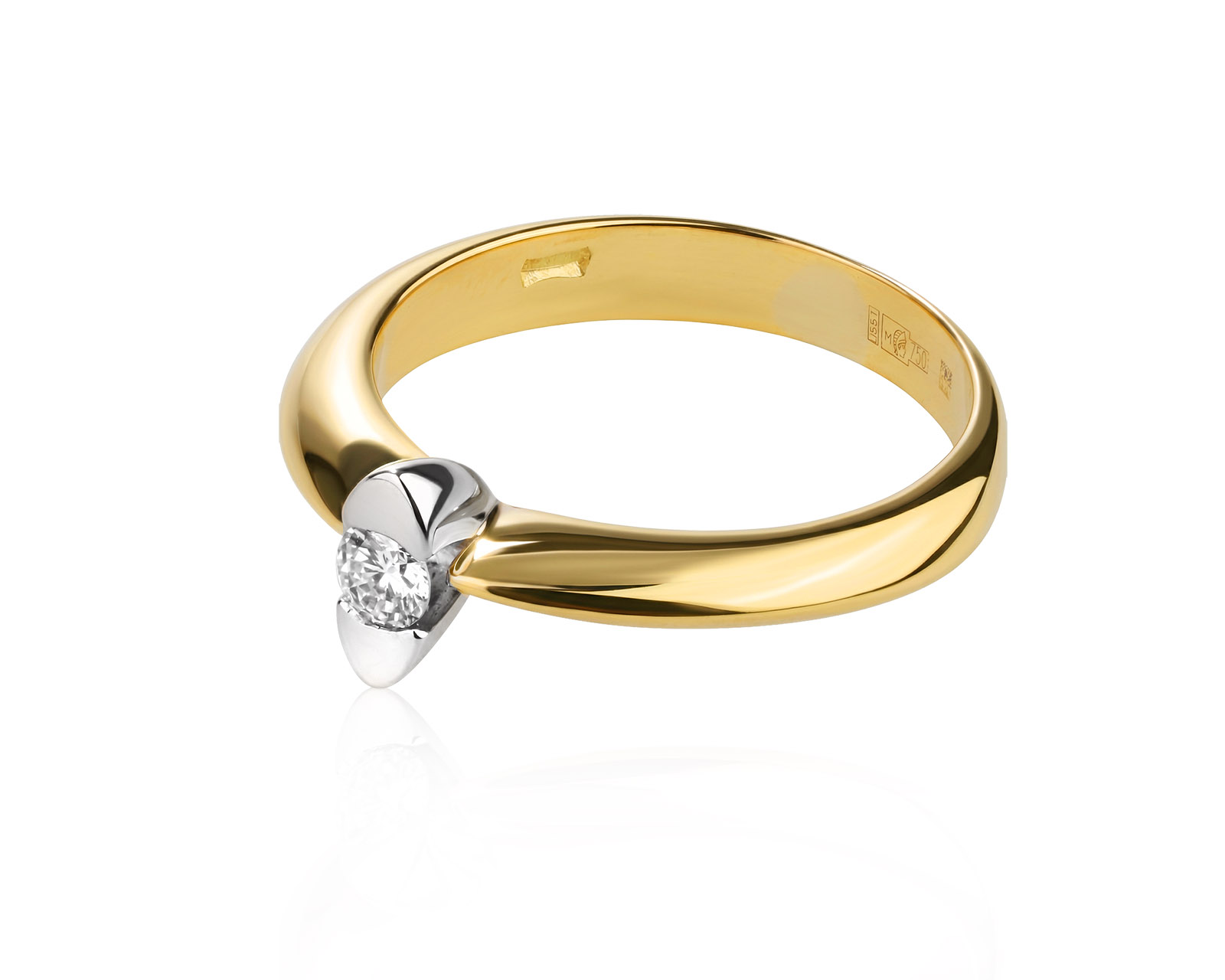 Оригинальное золотое кольцо с бриллиантом 0.13ct Piero Milano
